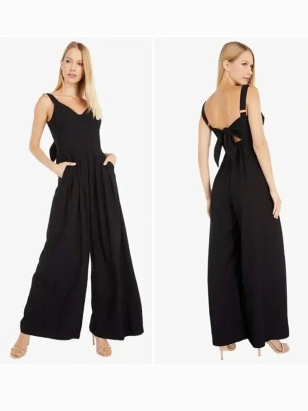SABINA MUSAYEV Paradise Black Bustier Jumpsuit Wide Leg Corset Sexy XS